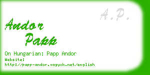 andor papp business card